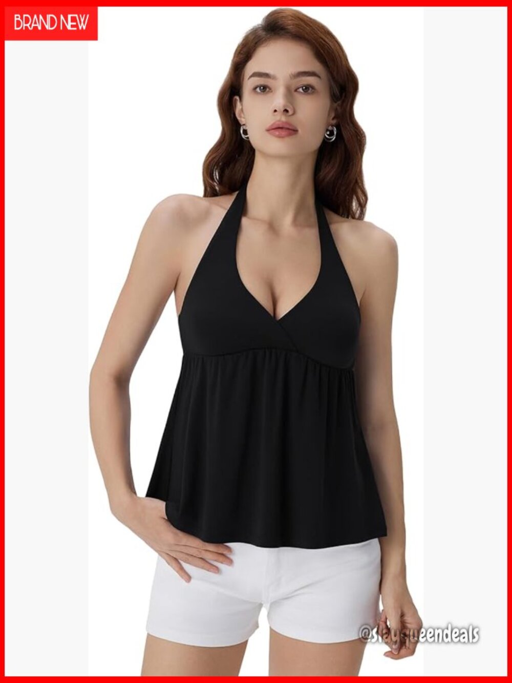 Women Padded Halter Babydoll Top - Flowy Peplum Tank Cute Going Out